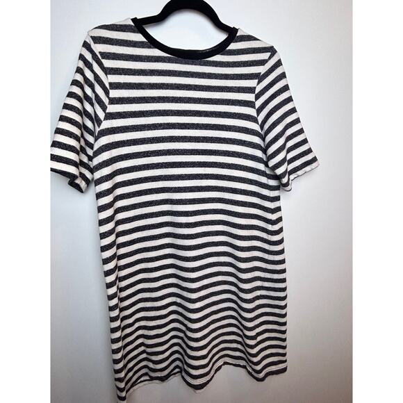 ASOS Striped Mini T Shirt Dress in Size 10 Preppy Nautical White Grey - Picture 3 of 7